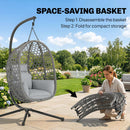 Outsunny Hanging Egg Chair, Rattan Swing Chair with Stand, Dark Grey