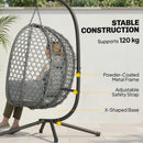 Outsunny Hanging Egg Chair, Rattan Swing Chair with Stand, Dark Grey