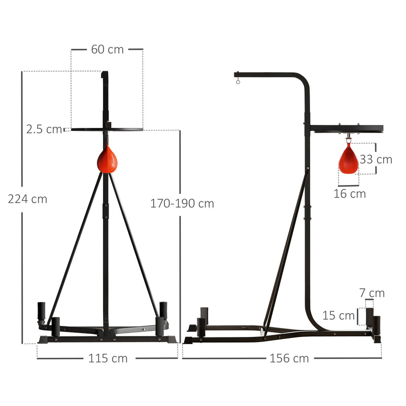 HOMCOM Free-Standing Speed Bag Platform, Adjustable Boxing Punch Bag, Black