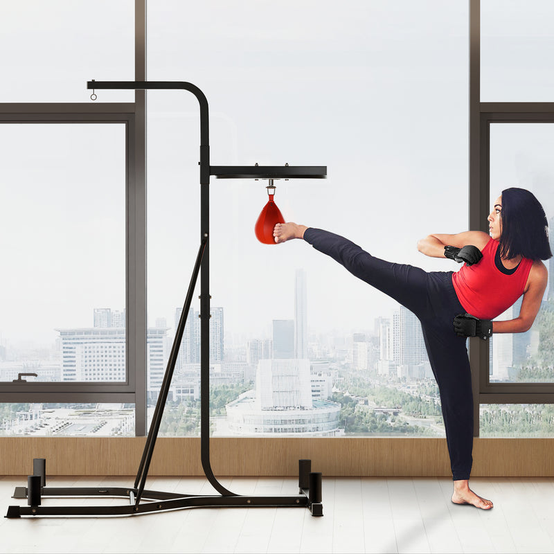 HOMCOM Free-Standing Speed Bag Platform, Adjustable Boxing Punch Bag, Black