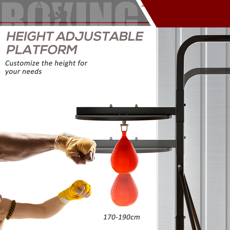 HOMCOM Free-Standing Speed Bag Platform, Adjustable Boxing Punch Bag, Black