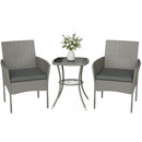 Outsunny 3 Piece Rattan Bistro Set with 2 Tier Glass-Top Table, Chairs