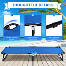 Folding Camping Bed with Non-slip Feet for Travel Patio Beach-Blue