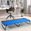 Folding Camping Bed with Non-slip Feet for Travel Patio Beach-Blue