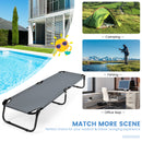 Folding Camping Bed with Non-slip Feet for Travel Patio Beach-Grey