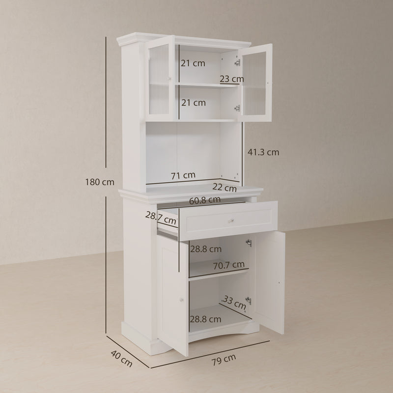 HOMCOM Kitchen Cupboard Storage Cabinet with Drawer, Doors and Shelves, White