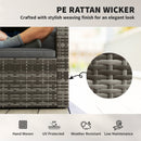 Outsunny Rattan Garden Sofa with Hidden Side Trays 2 Seater, Dark Grey