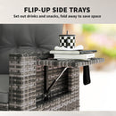 Outsunny Rattan Garden Sofa with Hidden Side Trays 2 Seater, Dark Grey