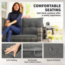 Outsunny Rattan Garden Sofa with Hidden Side Trays 2 Seater, Dark Grey