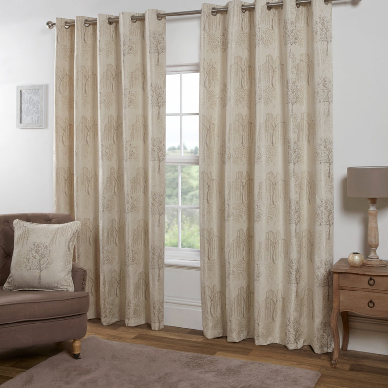 Orchard Patterned Eyelet Curtains - Ivory