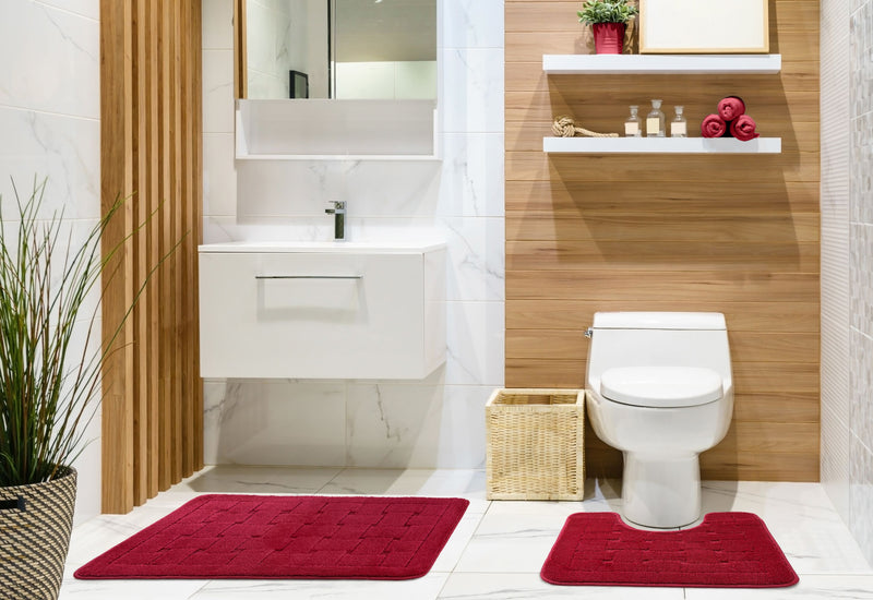 Orkney - Crosshatch 2 Pc Bath Set in Bordeaux