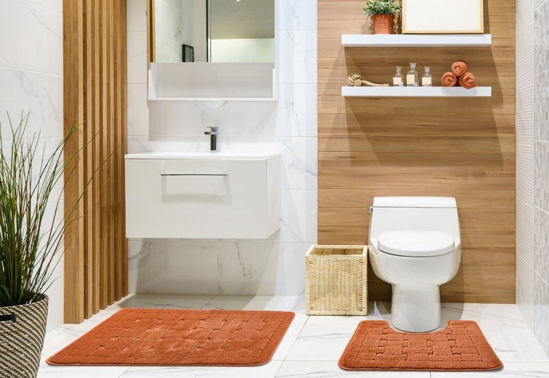 Orkney - Crosshatch 2 Pc Bath Set in Burnt Orange