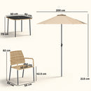 Outsunny 4 Seater Rattan Dining Set with Parasol, Light Brown