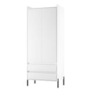 Cairo Tall 2 Drawer Double Wardrobe in White Matt