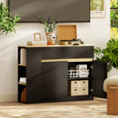 HOMCOM Sideboard, Storage Cabinet With 2 Drawers, 3 Open Shelves, Black