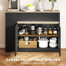 HOMCOM Sideboard, Storage Cabinet With 2 Drawers, 3 Open Shelves, Black