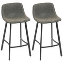 HOMCOM Bar Stools Set of 2, Bar Chairs with Back and Steel Legs, Grey