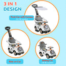 AIYAPLAY 3 in 1 Ride on Push Car, Cartoon Robot Foot to Floor Slider - White