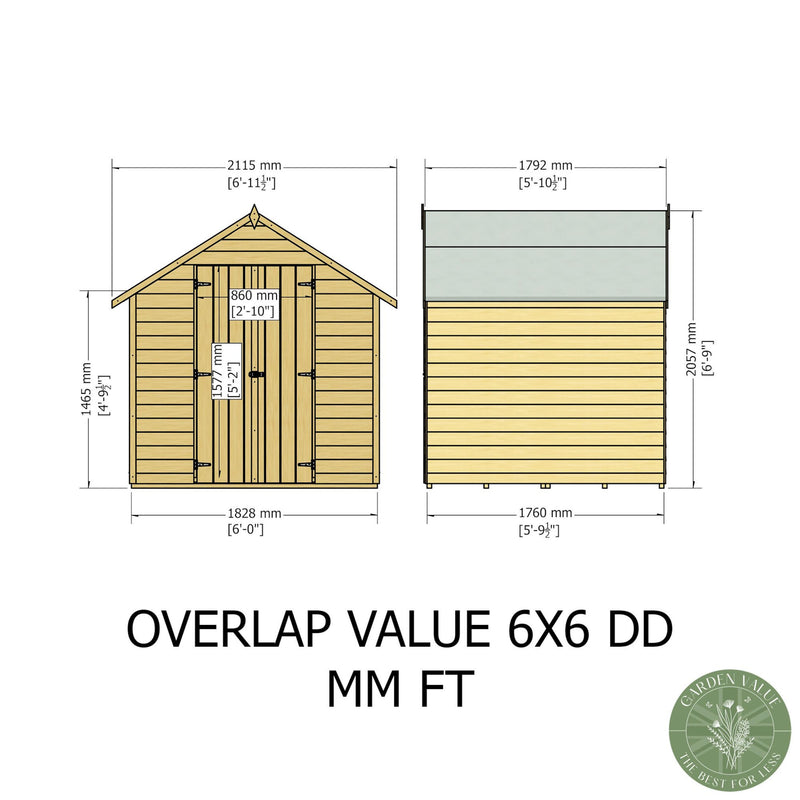 Garden Value Overlap 6 X 6 Double Door Shed