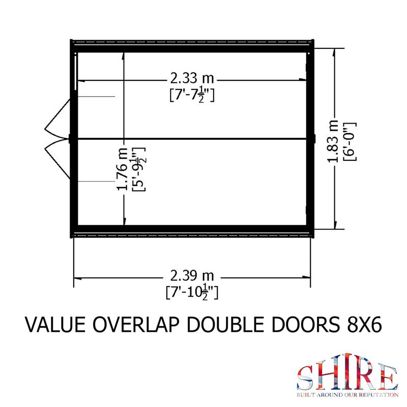 Garden Value Overlap 8 X 6 Double Door Shed