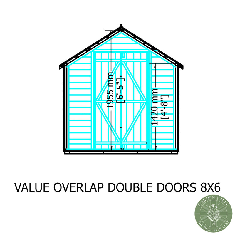 Garden Value Overlap 8 X 6 Double Door Shed