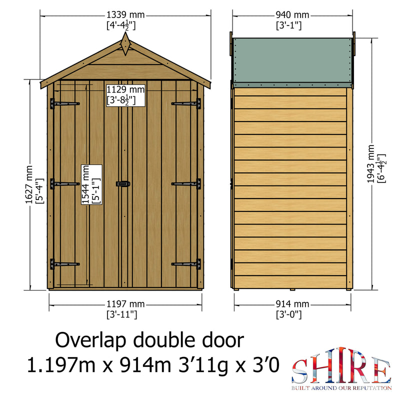 Garden Value Overlap 4 X 3 Double Door Shed