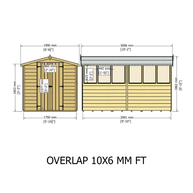 Garden Value Overlap 10 X 6 Apex Shed
