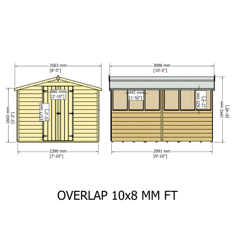 Garden Value Overlap 10 X 8 Apex Shed