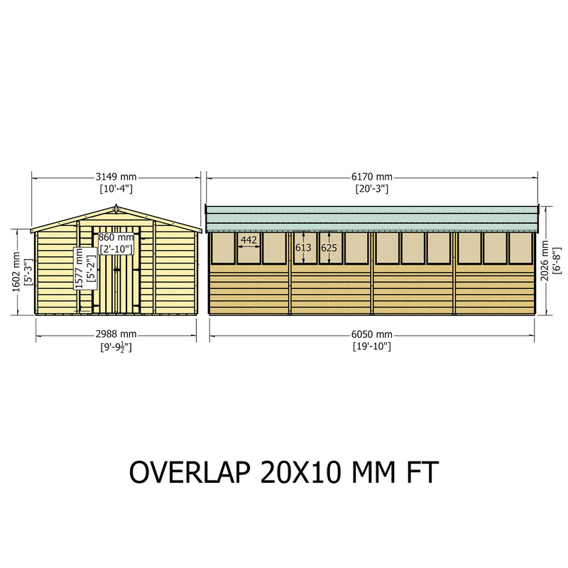 Garden Value Overlap 10 X 20 Apex Shed