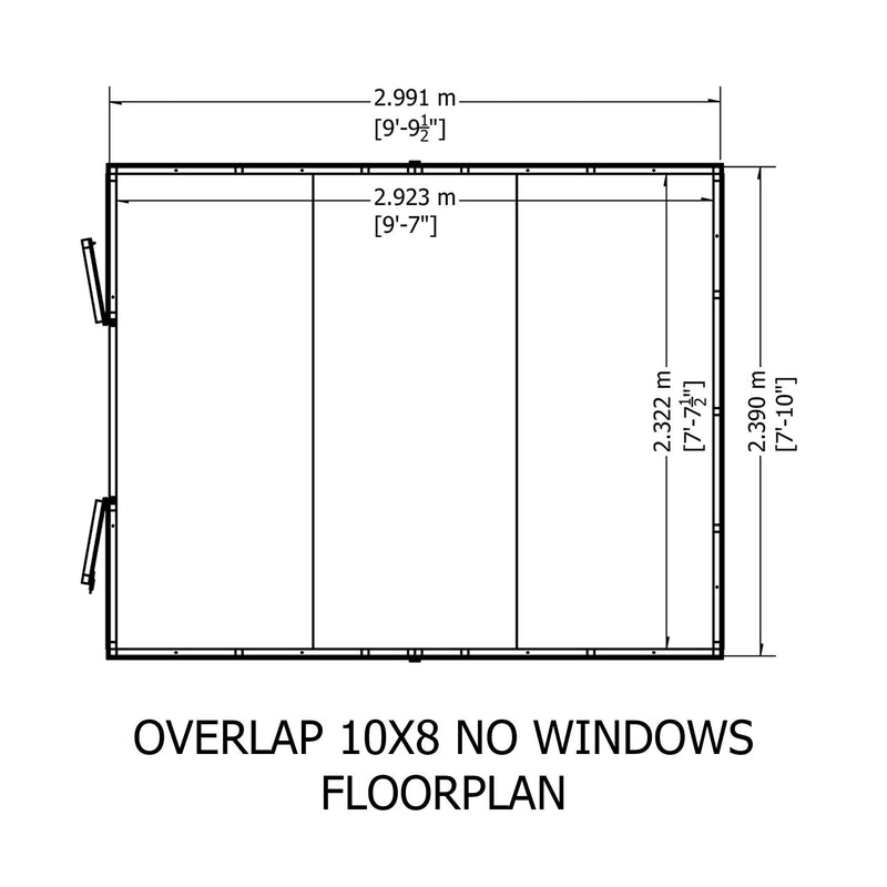 Garden Value Overlap 10 X 8 Windowless Shed