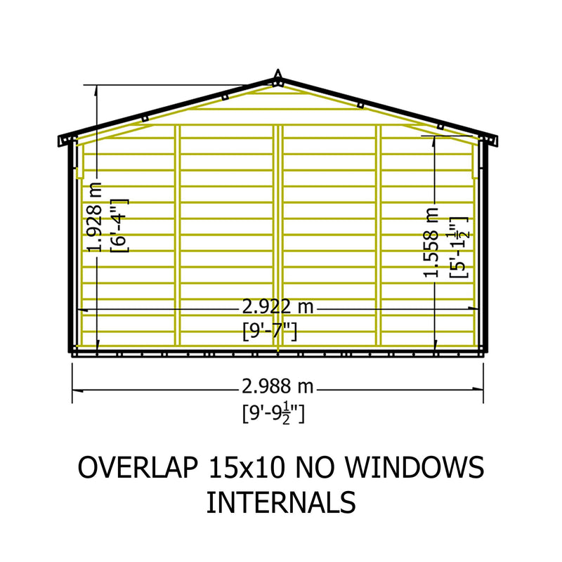 Garden Value Overlap 10 X 15 Windowless Shed