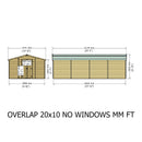 Garden Value Overlap 10 X 20 Windowless Apex Shed