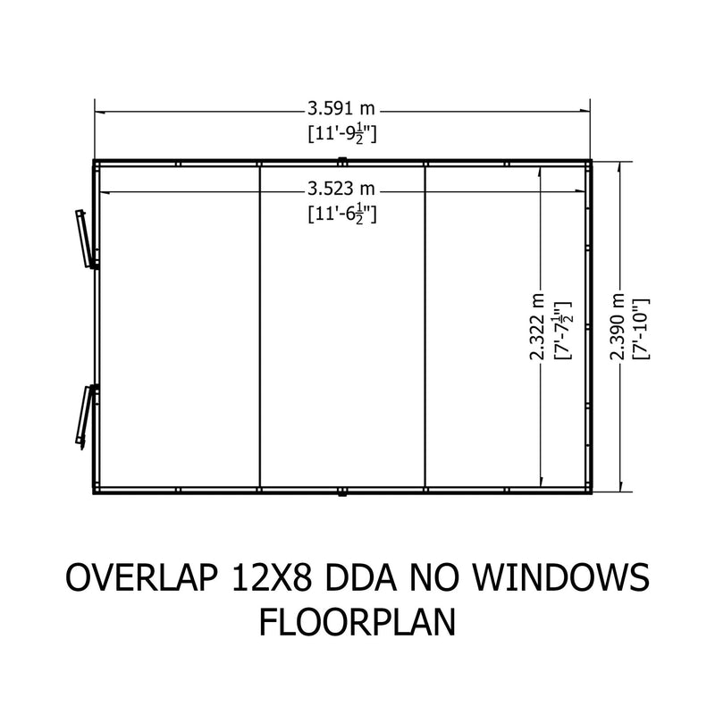 Garden Value Overlap 12 X 8 Windowless Shed