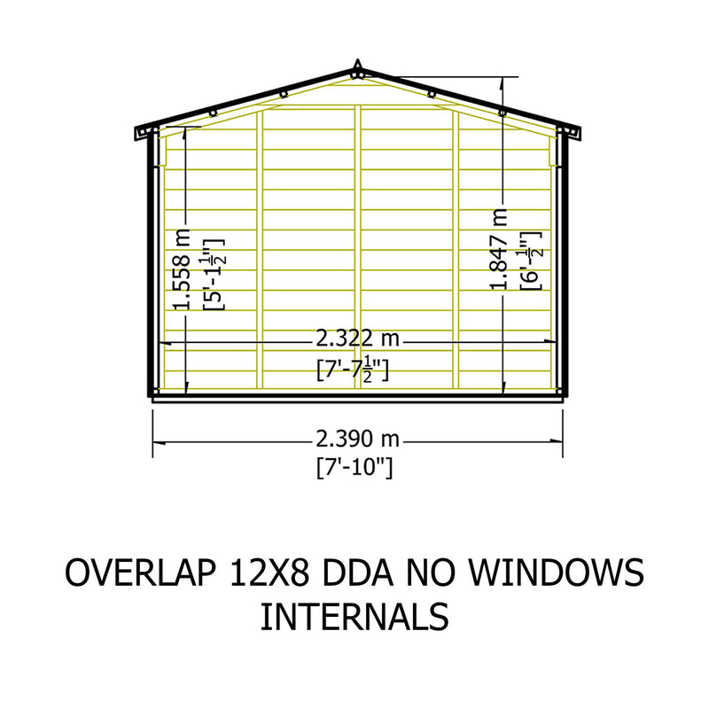 Garden Value Overlap 12 X 8 Windowless Shed