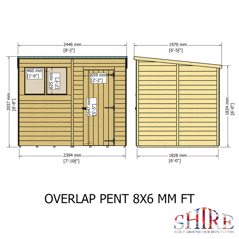 Garden Value Overlap 8 X 6 Pent Shed