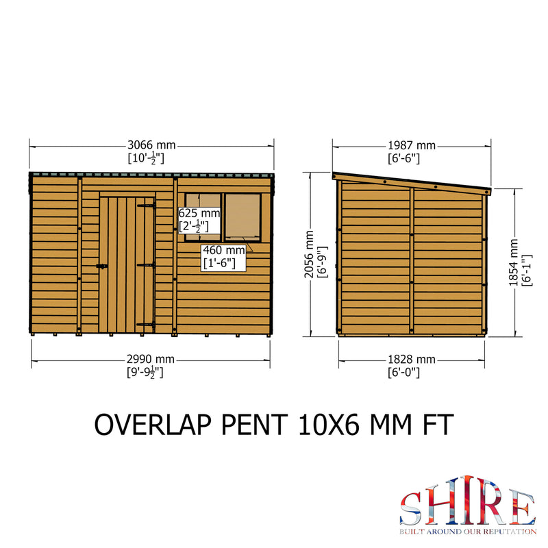 Garden Value Overlap 10 X 6 Pent Shed