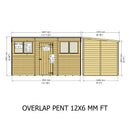 Garden Value 12 X 6 Overlap Pent Shed With Windows