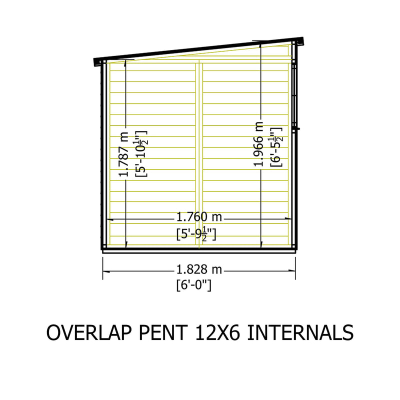 Garden Value 12 X 6 Overlap Pent Shed With Windows