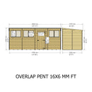 Garden Value 16 X 6 Overlap Pent Shed With Windows