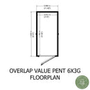 Garden Value Overlap 6 X 3 Pent Shed