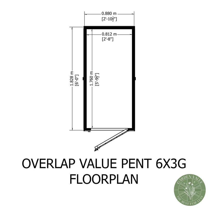 Garden Value Overlap 6 X 3 Pent Shed