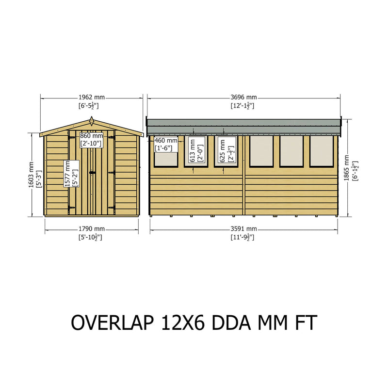 Garden Value Overlap 12 X 6 Apex Shed