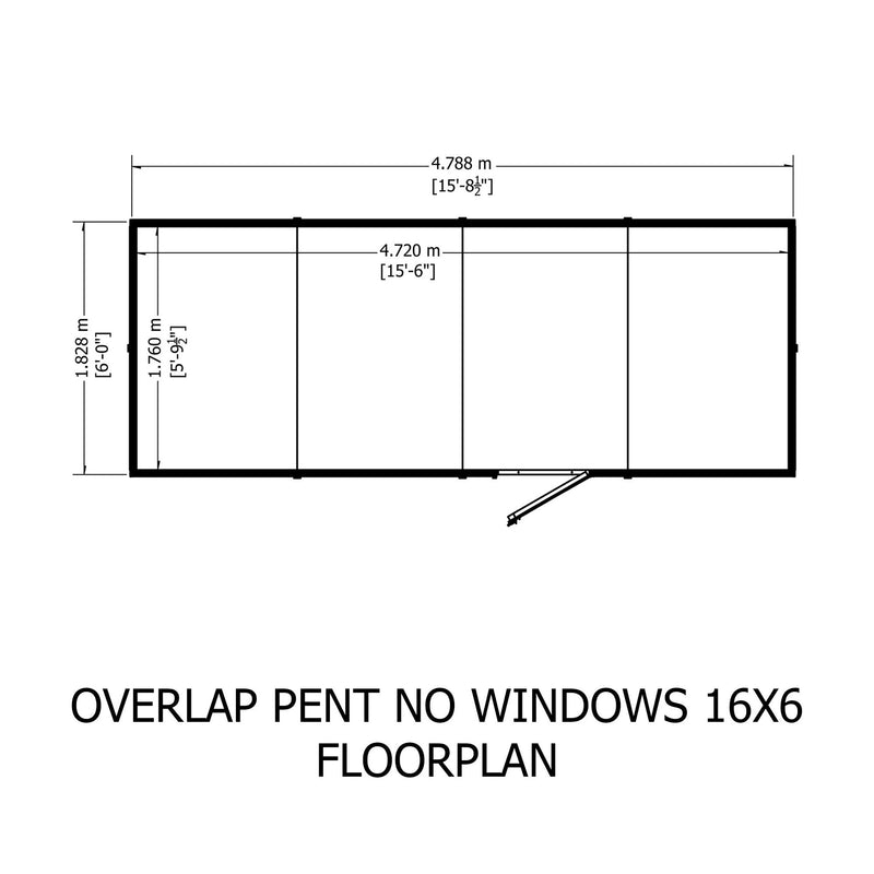 Garden Value 16 X 6 Overlap Pent Shed