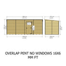 Garden Value 16 X 6 Overlap Pent Shed
