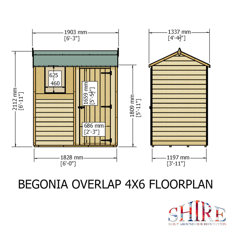 Garden Value Overlap 6 X 4 Reverse Apex Shed