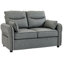 HOMCOM Loveseat Sofa, Faux Leather Sofa with Thicken Cushion, Grey