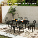 Outsunny Garden Table for 6 Person with Slat Top, Steel Frame