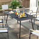 Outsunny Garden Table for 6 Person with Slat Top, Steel Frame