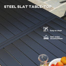Outsunny Garden Table for 6 Person with Slat Top, Steel Frame