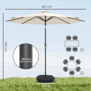 Outsunny 2.7 m Garden Parasol Umbrella with Cross Base, Sandbag, Cream White